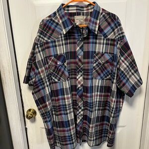 Vintage Frontier Men's Casual Plaid Shirt with pearl snap buttons - Multicolor